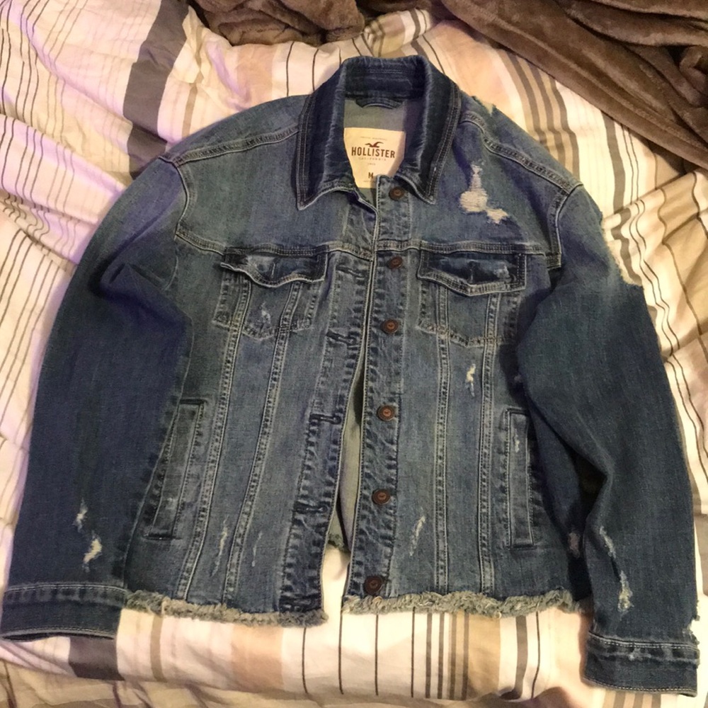 Hollister oversized distressed denim jacket